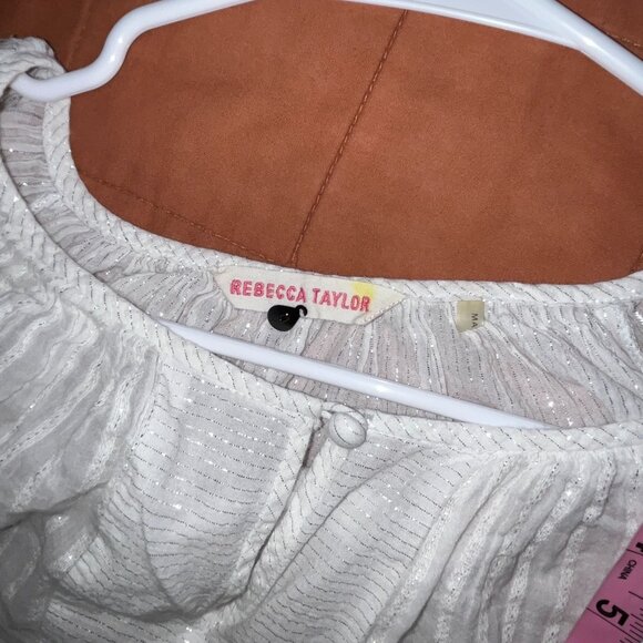 Rebecca Taylor White Sheer Long Sleeve Peasant Blouse Womens Size S - Picture 7 of 9